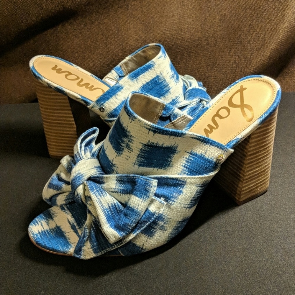 New Sam Edelman Bow Open Toe Thick Heels 11